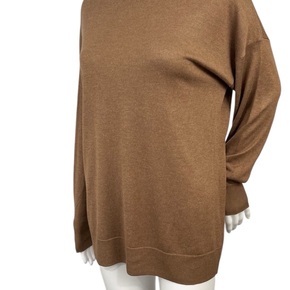 NAADAM Brown Silk Cashmere Turtleneck Tunic Sweater Size XS NWOT - Picture 7 of 16